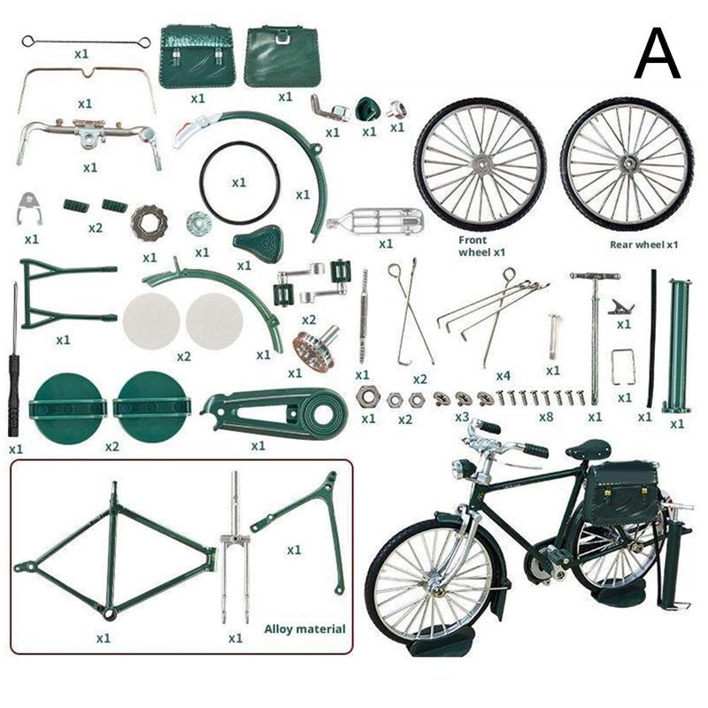 DIY Assembled Bicycle Model Toy, Boy's 28-inch Old-fashioned Post Office Alloy Bicycle Ornament